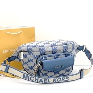 MICHAEL KORS Maisie Large Logo 2-in-1 Sling Waist Fanny Pack Crossbody  Denim/si